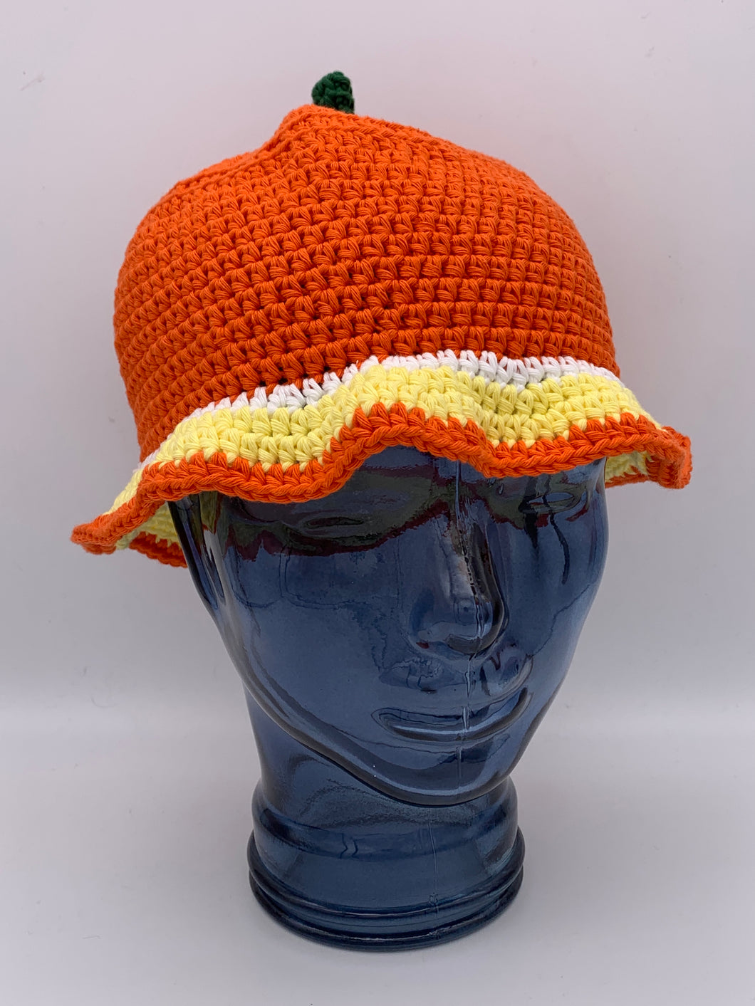 Crochet orange bucket hat - Size M Teen/ Adult