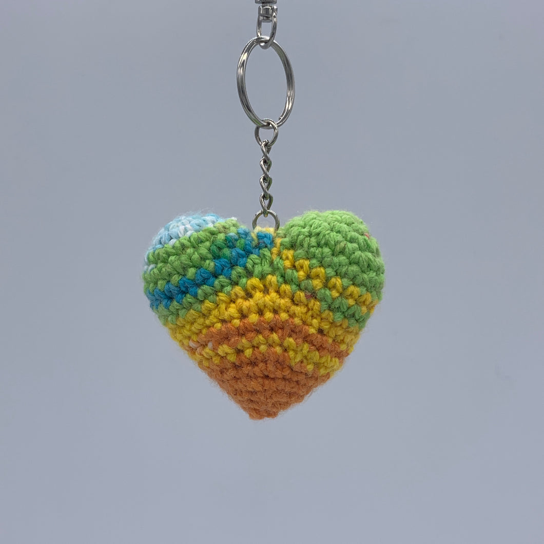 Multicoloured heart keyring/bag clip accessory