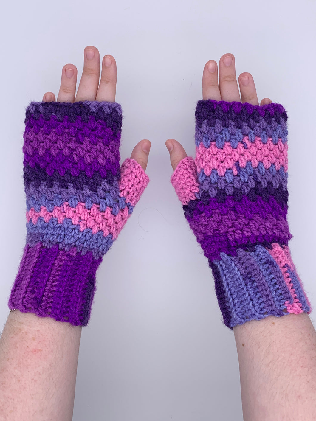 Crochet purple fingerless gloves - one size