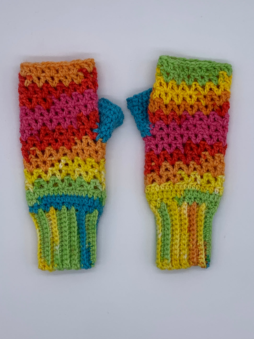 Rainbow fingerless gloves - one size