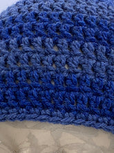 Load image into Gallery viewer, Crochet striped blue beanie hat- Size Child 3-10 yrs
